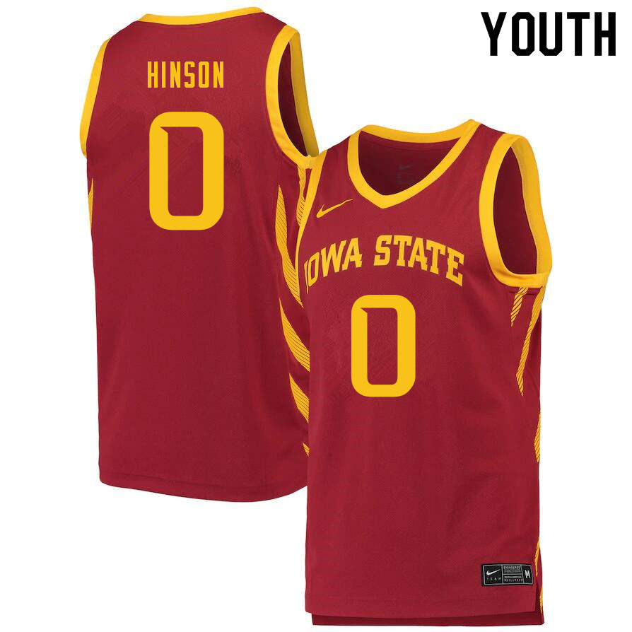 Youth #0 Blake Hinson Iowa State Cyclones College Basketball Jerseys Sale-Cardinal